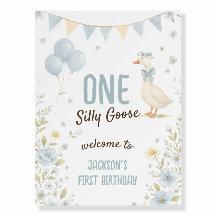 One Silly Goose Boy First Birthday Welcome Sign