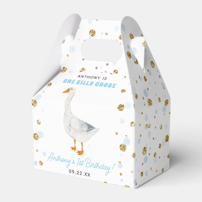 One Silly Goose Boys 1st Birthday Party Favour Box (Front Side)