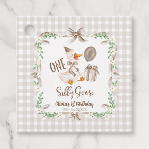One Silly Goose Brown Bow 1st Birthday Brown Bow Favour Tags