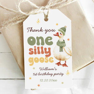 One Silly Goose Christmas Green 1st Birthday Gift Tags