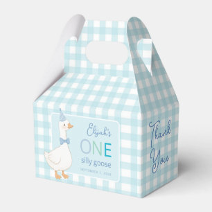 One Silly Goose Cute Blue Boy First Birthday Party Favour Box
