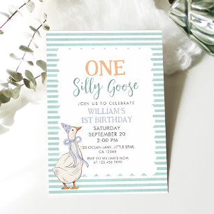 One Silly Goose Cute Boy's 1st Birthday Invitation
