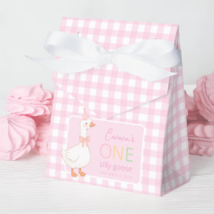 One Silly Goose Cute Pink Girl 1st Birthday Party Favour Box