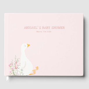 One Silly Goose Duck Pink Girl Baby Shower Guest Book