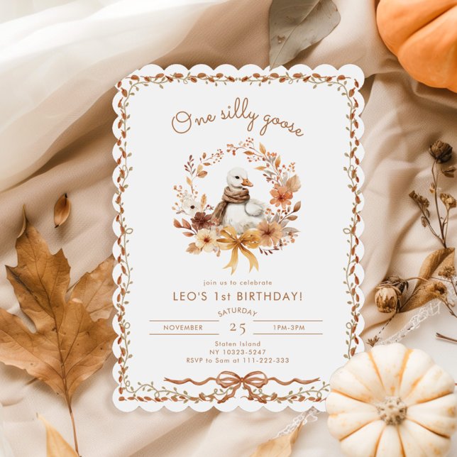One Silly Goose Fall Gender neutral 1st Birthday Invitation (Creator Uploaded)