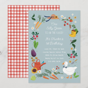 One Silly Goose Farmer Garden Theme Birthday Invitation
