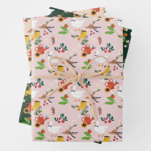 One Silly Goose Farmer Garden Theme Wrapping Paper Sheet