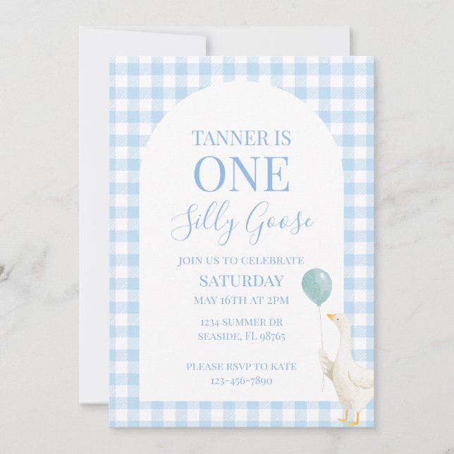 One Silly Goose First Birthday Birthday Invitation (Front)