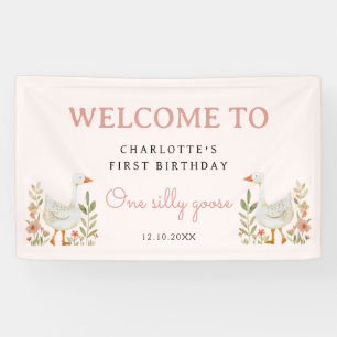 One Silly Goose First Birthday Girl Party Sign