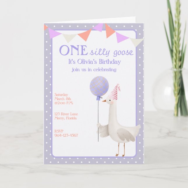 ONE Silly Goose First Birthday Invitation (Front)