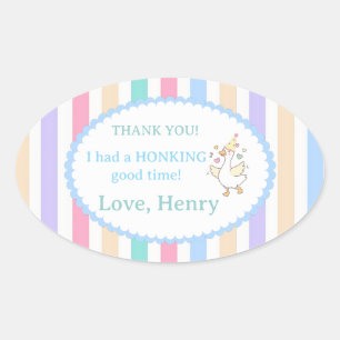 ​One Silly Goose First Birthday Party Favor  Oval Sticker