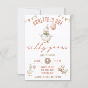 One Silly Goose, First Birthday Party Invitation