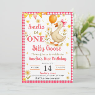 ONE Silly Goose First Birthday Party Invitation