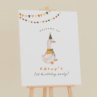 One Silly Goose First Birthday Party Welcome Sign