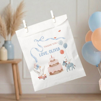 One Silly Goose First Birthday Watercolor Animals Favour Bags