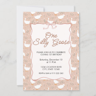 One Silly Goose First party Birthday Invitation