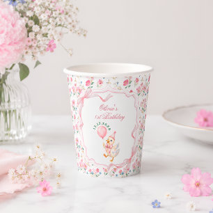 One Silly Goose Floral 1st Birthday Paper Cups