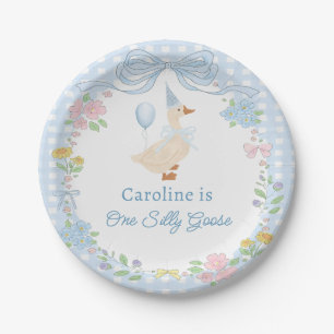 One Silly Goose Floral 1st Birthday Paper Plates