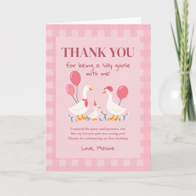 One Silly Goose Folded Thank You Card (Front)