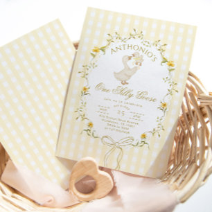 One Silly Goose Gender neutral  1st Birthday Invitation