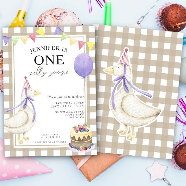 One Silly Goose Gender Neutral First Birthday  Invitation (Creator Uploaded)