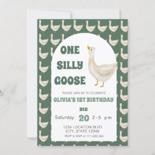  One Silly Goose Gender Neutral party Birthday Invitation