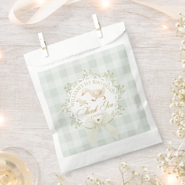 One Silly Goose Gender neutral Sage Birthday Favour Bags (Clipped)