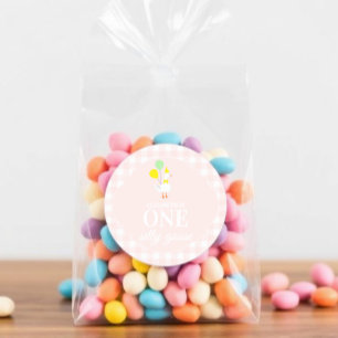 One Silly Goose Gingham 1st Birthday Classic Round Sticker