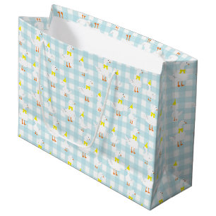 One Silly Goose Gingham 1st Birthday Large Gift Bag