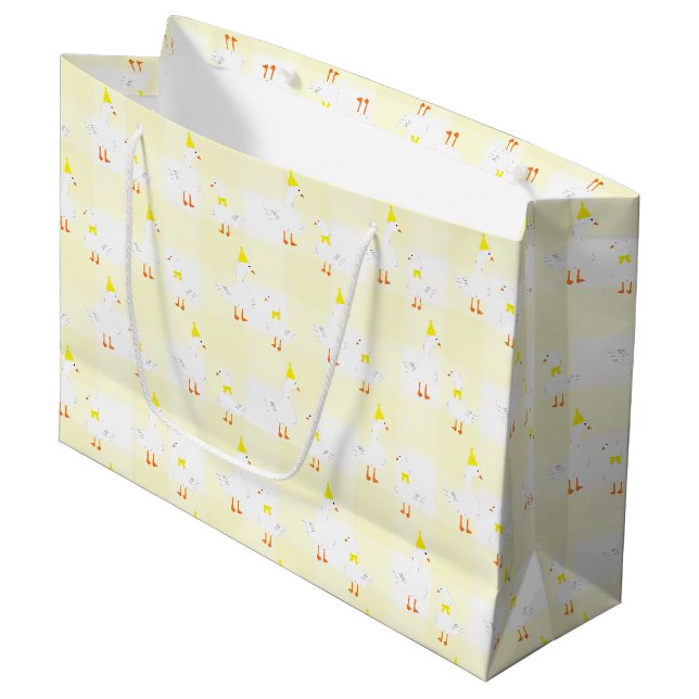 One Silly Goose Gingham 1st Birthday Large Gift Bag (Front Angled)