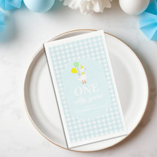 One Silly Goose Gingham 1st Birthday Napkin