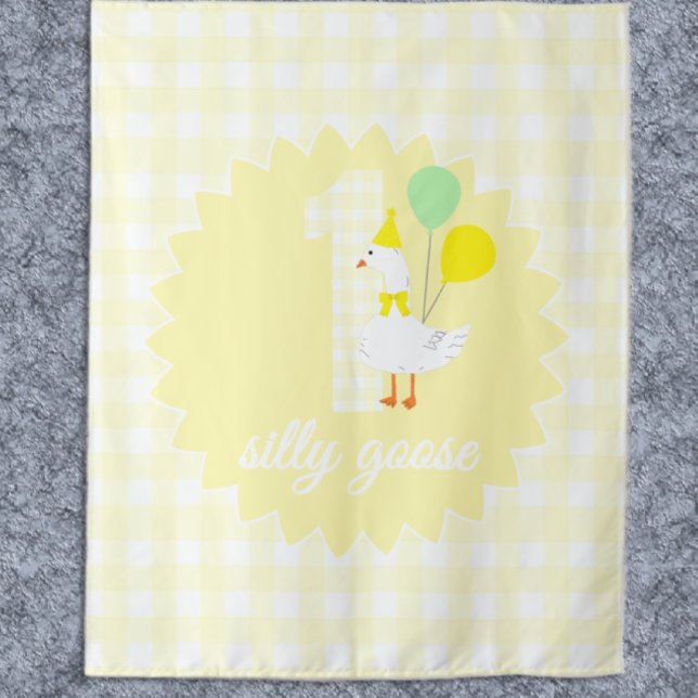 One Silly Goose Gingham 1st Birthday Tapestry (Creator Uploaded)