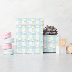 One Silly Goose Gingham 1st Birthday Wrapping Paper