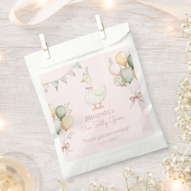 One Silly Goose Girl 1st Birthday Favour Bags (Clipped)