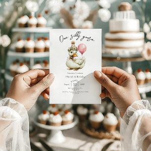 One Silly Goose Girl 1st Birthday  Invitation