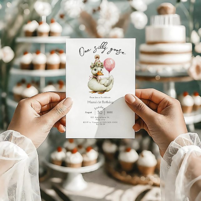 One Silly Goose Girl 1st Birthday  Invitation (Creator Uploaded)