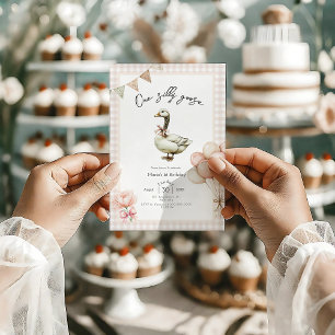 One Silly Goose Girl 1st Birthday  Invitation