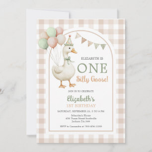 One Silly Goose Girl 1st Birthday Invitation