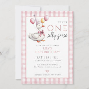 One Silly Goose Girl 1st Birthday Party Invitation