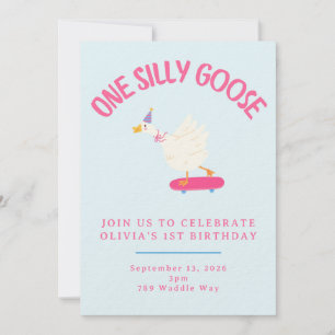 One Silly Goose Girl First Birthday Invitation