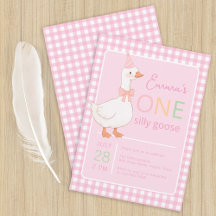 One Silly Goose Girl First Birthday Party Hat Pink