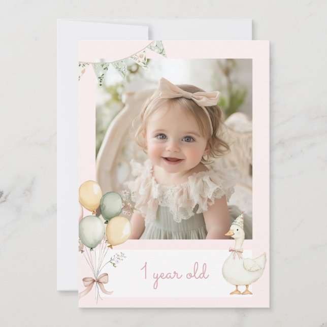 One silly goose Girl Photo monthly banner card (Front)
