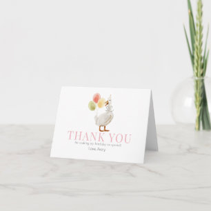 One Silly Goose Girl Pink Birthday Thank You Card