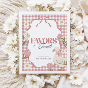 One Silly Goose Girl Pink Favors & Treats Sign