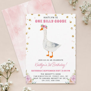 One Silly Goose Girls 1st Birthday Invitation