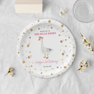One Silly Goose Girls 1st Birthday Paper Plate