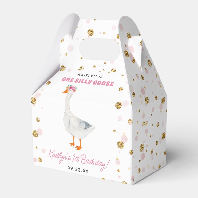 One Silly Goose Girls 1st Birthday Party Favour Box (Front Side)
