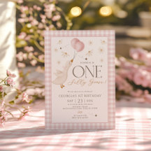 One Silly Goose Girls 1st Birthday Pink Gingham