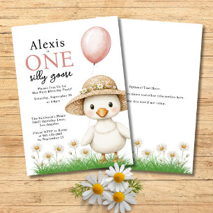 One Silly Goose Girls First Birthday  Invitation
