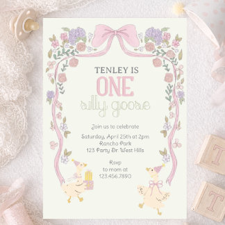 One Silly Goose, Goose Party, First Birthday  Invitation